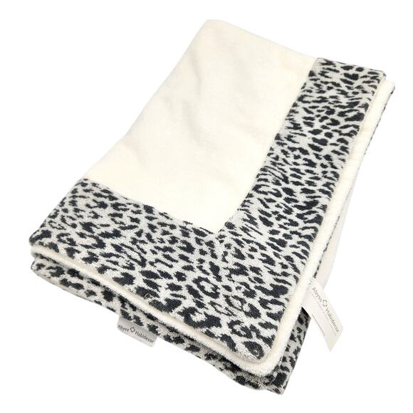 ABYSS White Colorblock Cheetah Print Luxury Cotton Portozimbia Large Beach Towel - Picture 1 of 6